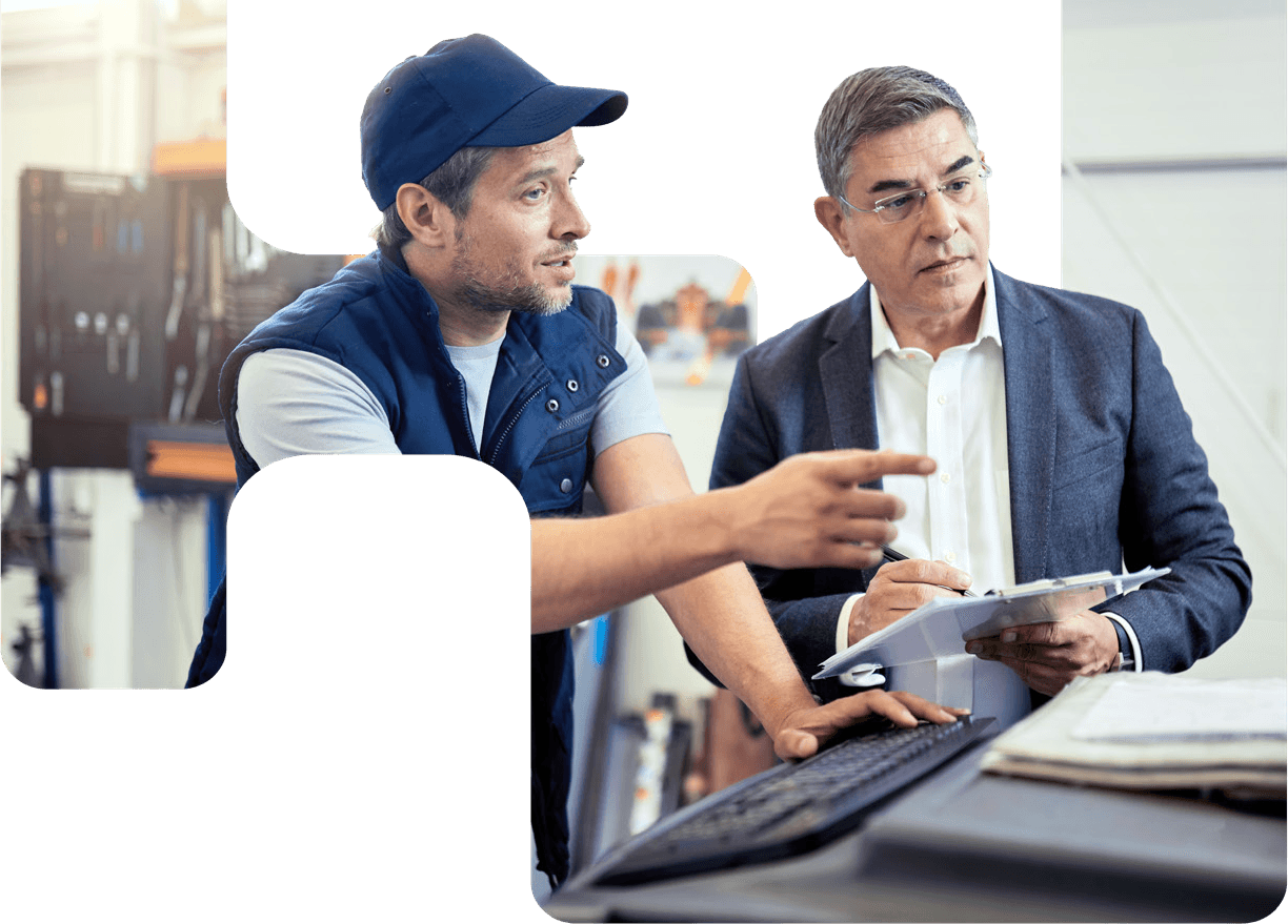 Technischer Fachberater im Gespräch mit einem Kunden